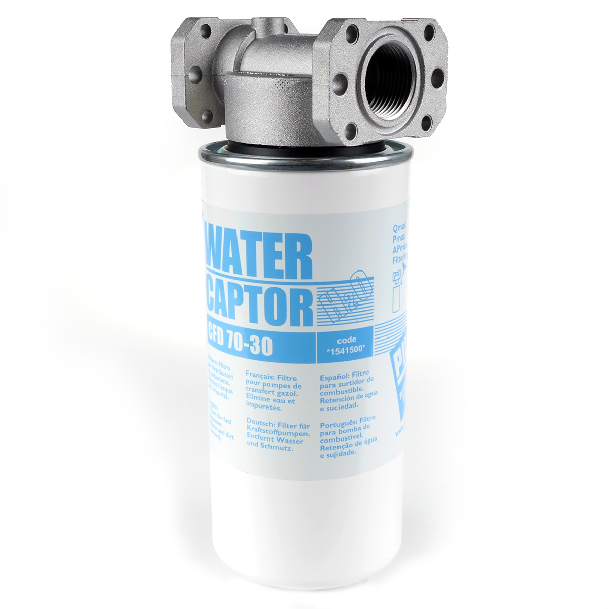 Liniefilter med vandseparation til dieselolie og benzin inkl. filterelement