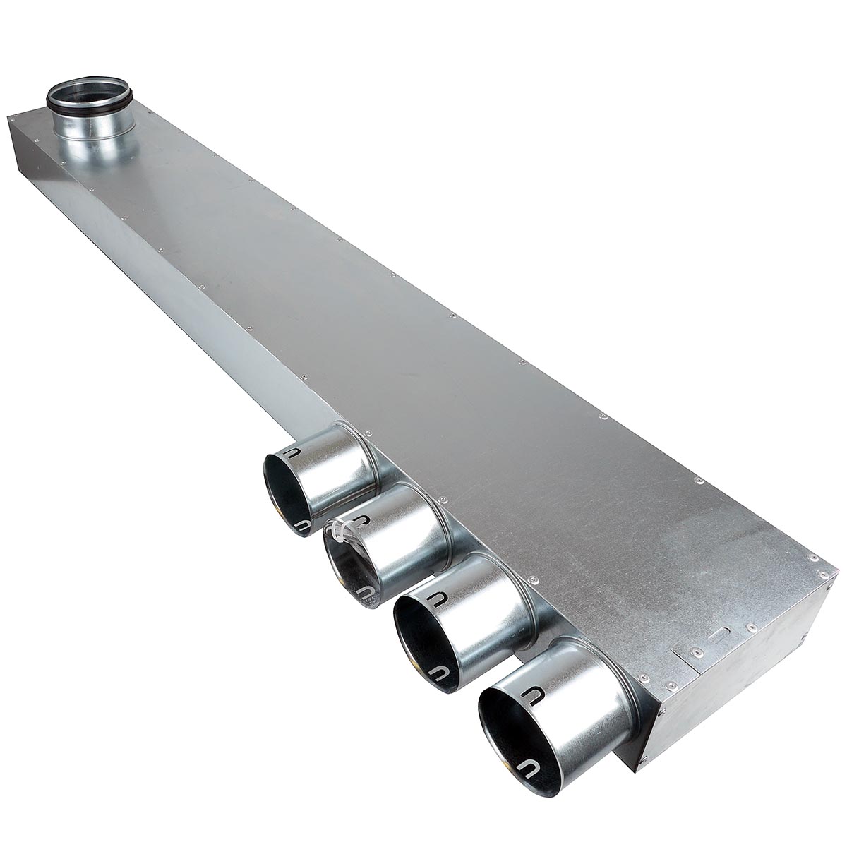 TriaAir fordelerboks, Ø125 nippel, L:1300, 4 muffer - Ø75 (venstre)