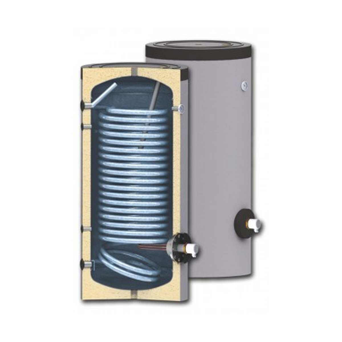 Varmtvandsbeholder med isolering - 1 spiral