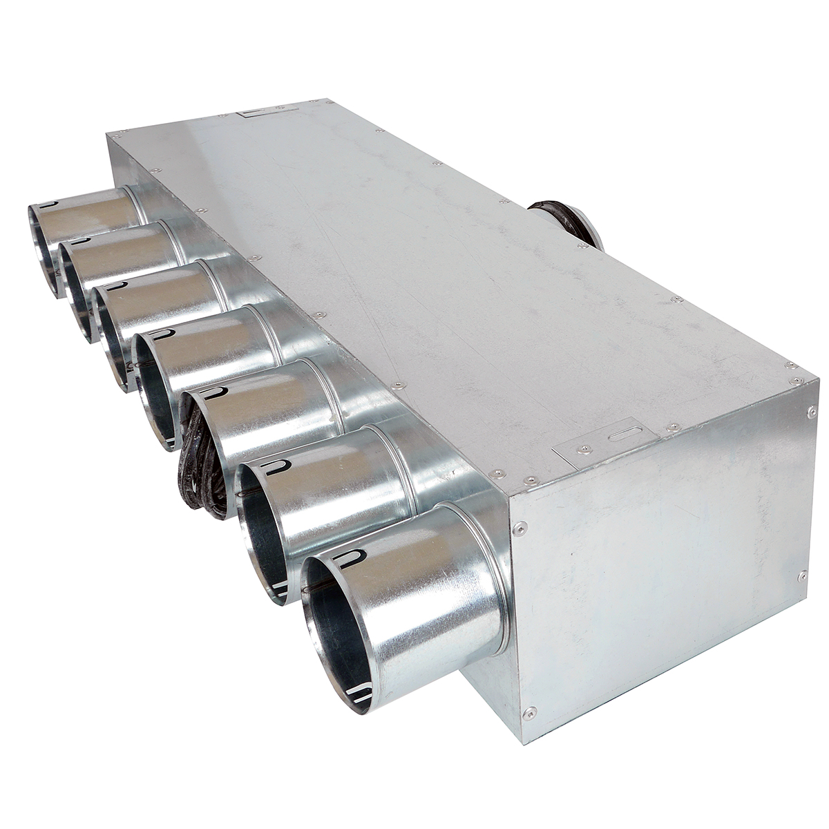 TriaAir fordelerboks, Ø160 nippel (på siden), 7 muffer - Ø75