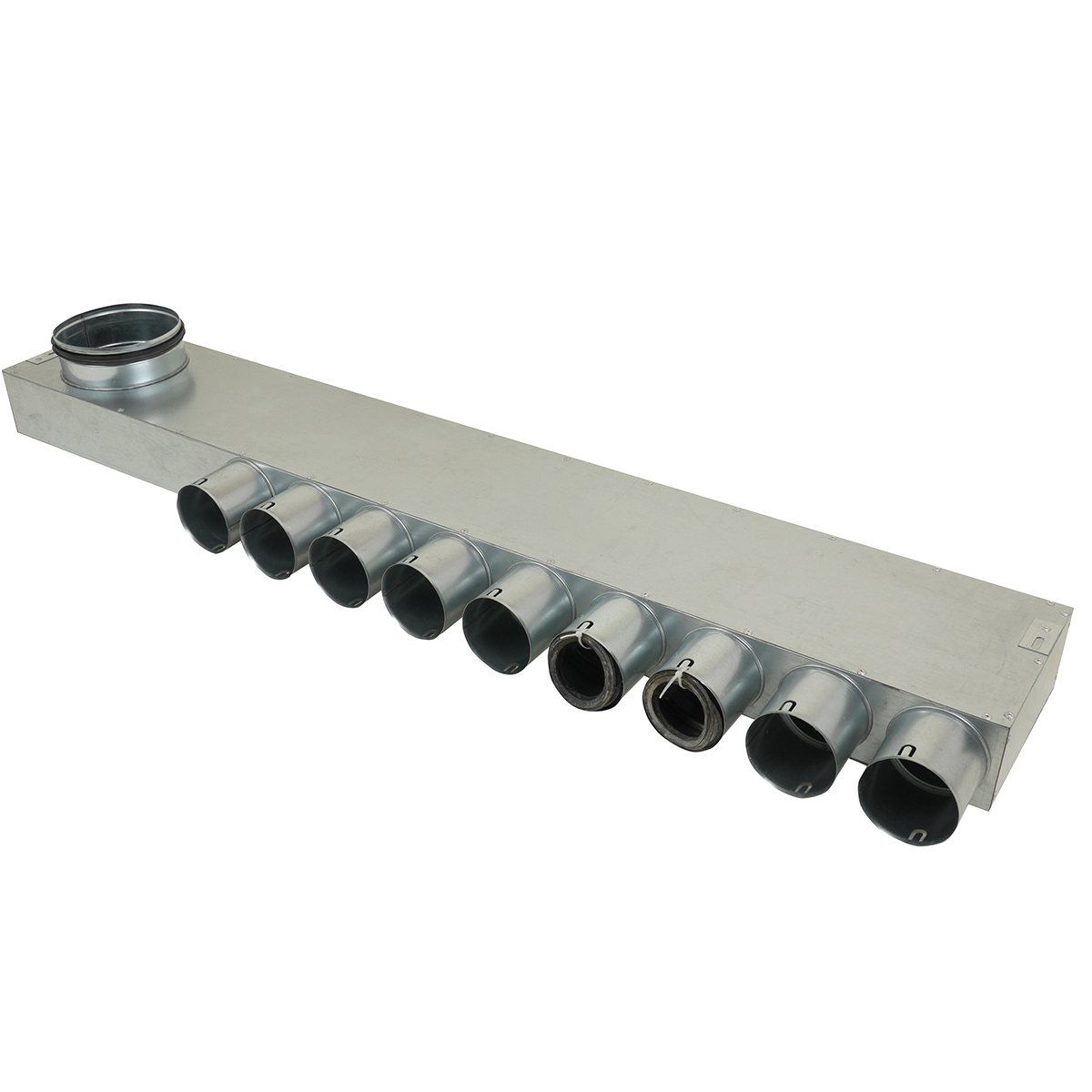 TriaAir fordelerboks, Ø160 nippel, L:1300, 9 muffer - Ø75 (venstre)