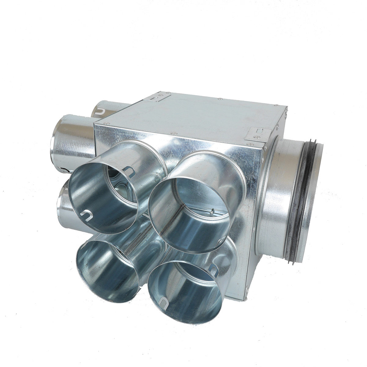 TriaAir fordelerboks, Ø160 nippel (på siden), 8 muffer (4x4) - Ø75