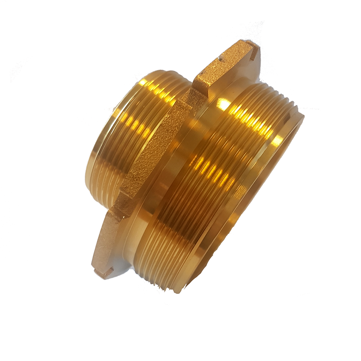 Fremstillet i messing. Reduktionsnippel med rørgevind