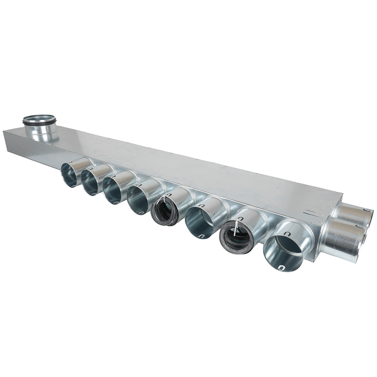 TriaAir fordelerboks, Ø125 nippel, 10 muffer(8x2) - Ø75 (venstre)