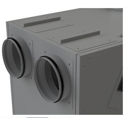 Ventilationsanlæg VENTI 500 model med alternativ nippel placering