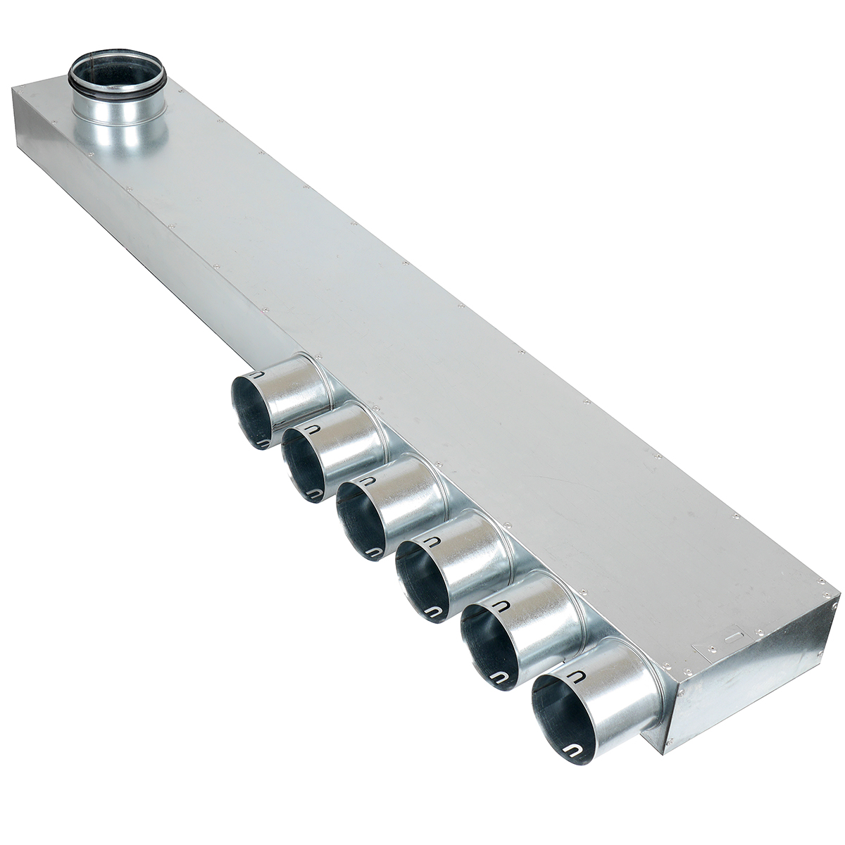 TriaAir fordelerboks, Ø160 nippel, L:1300, 6 muffer - Ø75 (venstre)