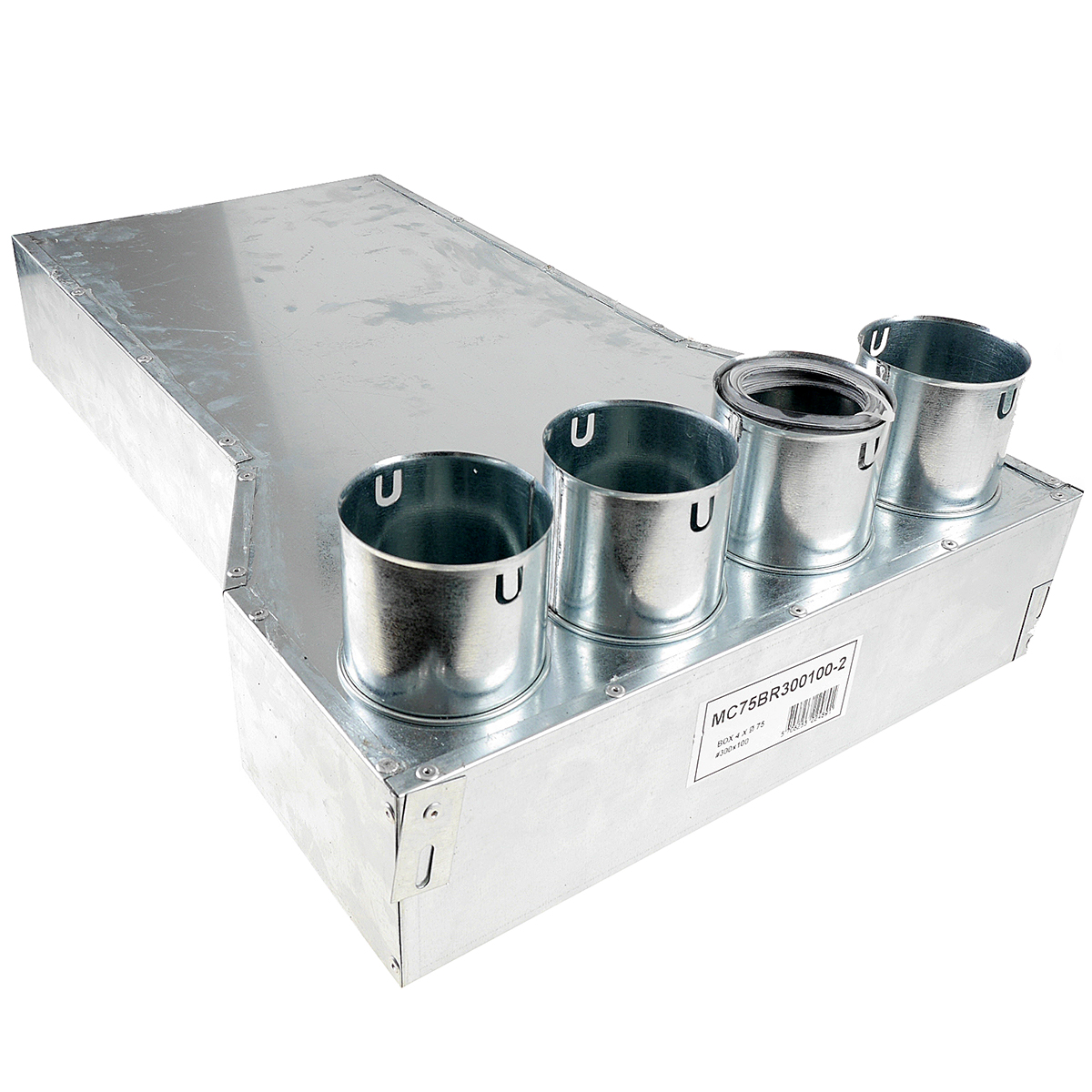 TriaAir lige fordelerboks til rist, 4 muffer på top - ø75