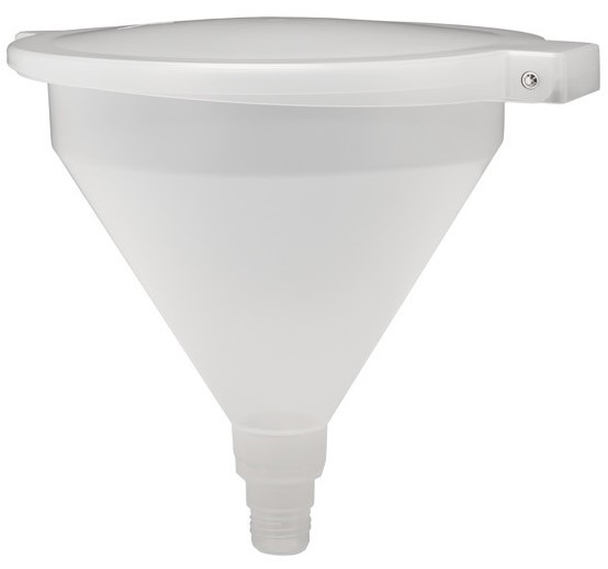 Tragt af polypropylen ø 355 mm med hvidt låg og tilbehør